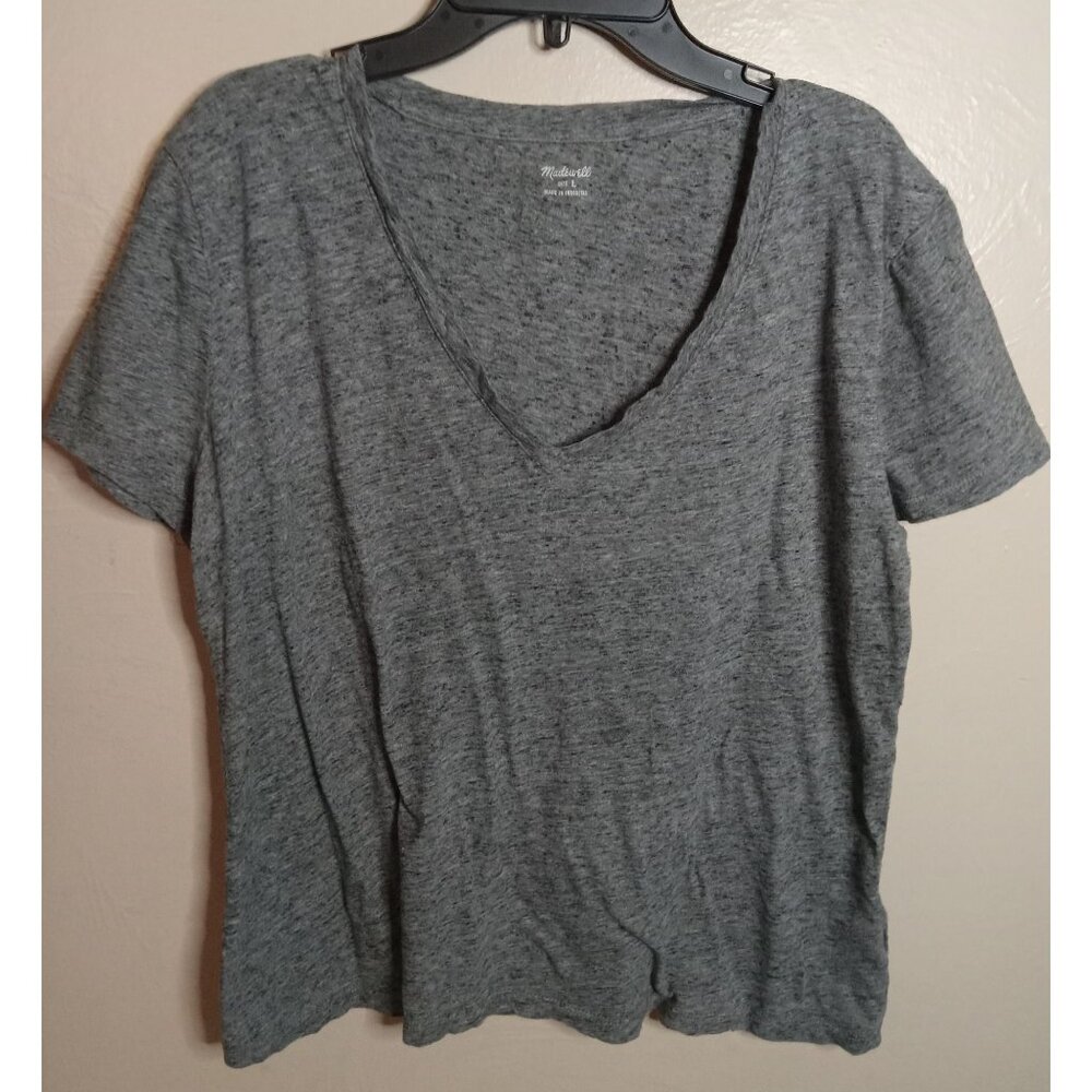 Madewell Heathered Gray Vneck Short Sleeve Tshirt Size Large Classic